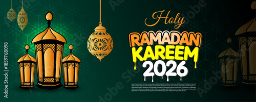 Ramadan Kareem 2026 Islamic Lantern Banner