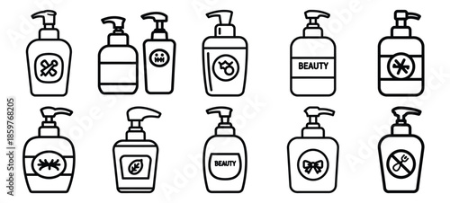 Skincare beauty hygiene editable stroke outline icons set isolated on white background flat vector illustration.