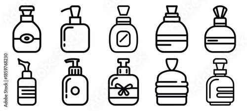 Skincare beauty relaxation editable stroke outline icons set isolated on white background flat vector illustration.