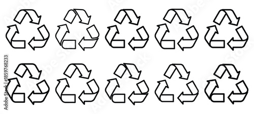 Skincare beauty recycling editable stroke outline icons set isolated on white background flat vector illustration.