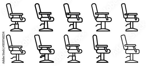 Skincare beauty salon chair editable stroke outline icons set isolated on white background flat vector illustration.