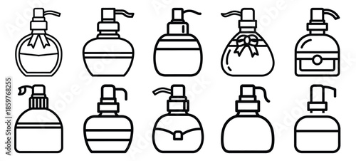 Skincare beauty satisfaction editable stroke outline icons set isolated on white background flat vector illustration.