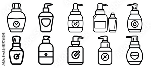 Skincare beauty treatment editable stroke outline icons set isolated on white background flat vector illustration.