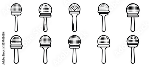 Skincare face cleansing brush editable stroke outline icons set isolated on white background flat vector illustration.