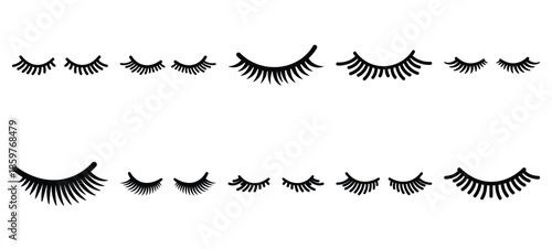 Skincare false eyelashes editable stroke outline icons set isolated on white background flat vector illustration.