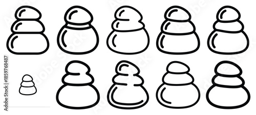 Skincare gua sha stone editable stroke outline icons set isolated on white background flat vector illustration.