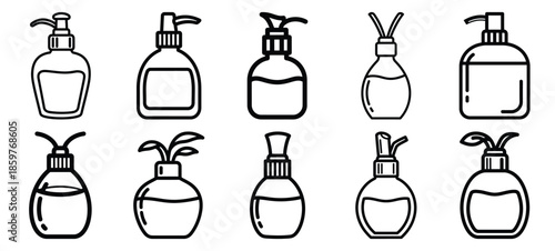 Skincare organic beauty editable stroke outline icons set isolated on white background flat vector illustration.