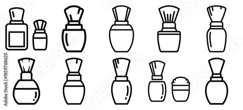 Skincare premium beauty editable stroke outline icons set isolated on white background flat vector illustration.