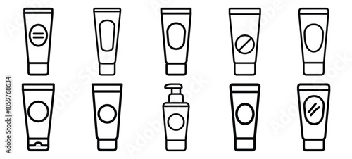Skincare professional skincare editable stroke outline icons set isolated on white background flat vector illustration.