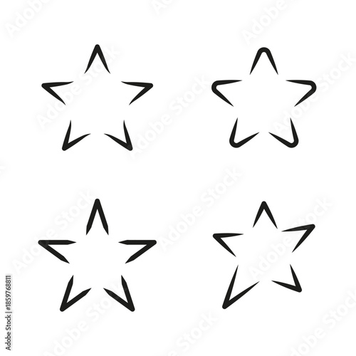 Modern Abstract Star Icons with Dashed and Segmented Editable Outlines