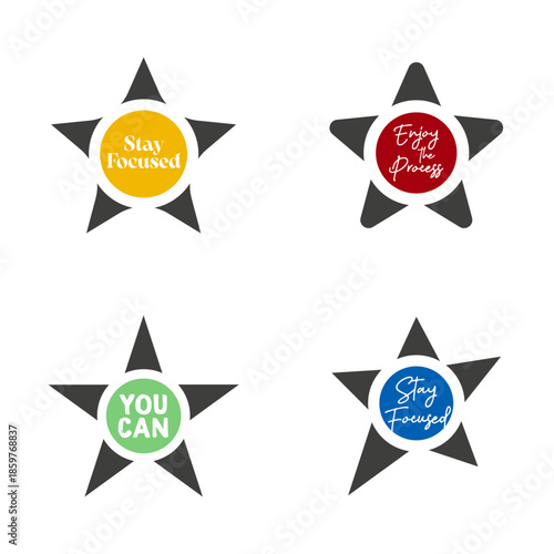 Set of Motivational Quote Star Icons for Inspiration