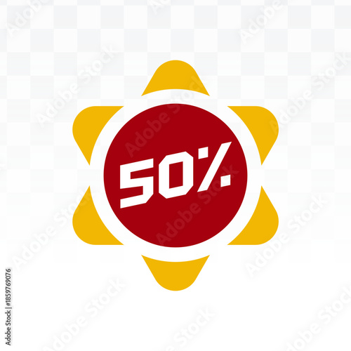 Yellow Starburst with 50 Percent Off Sale Label