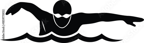 Swimmer in action with goggles on water surface