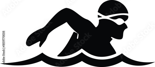 Swimmer silhouette swimming in water