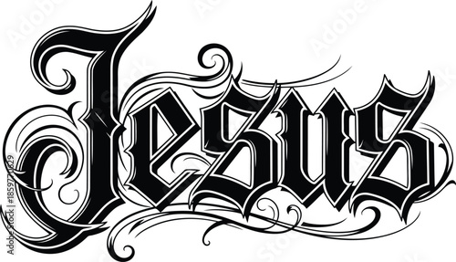 Beautiful jesus name written in black and white