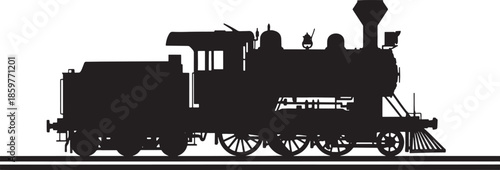 Vintage steam train silhouette on railway tracks a classic transportation image