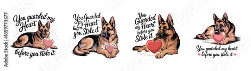 German shepherd dog guarded my heart before you stole it valentine day greeting card design