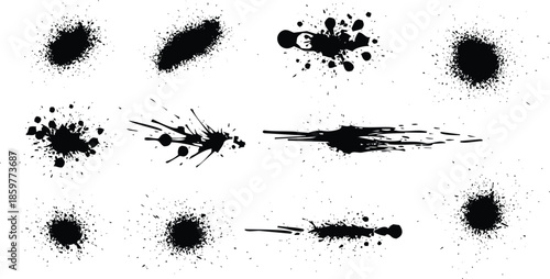 Black ink splatters and blots on