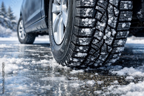 Wallpaper Mural 雪道をしっかり捉えるスタッドレスタイヤが冬の安全運転を支える自動車走行イメージ Torontodigital.ca