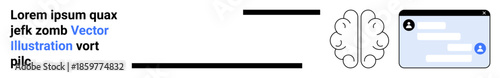 Artificial intelligence, human-machine interaction, cybersecurity, neural networks, login systems, digital interfaces. Brain icon linked to login form. Artificial intelligence and login system