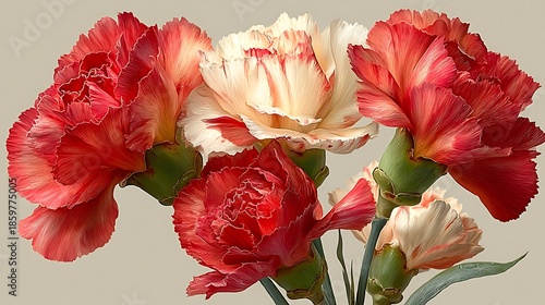 Vibrant red white flower petals texture detail high resolution picture