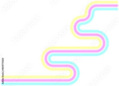 Long labyrinth path combining zigzag motion and rounded neon curves
