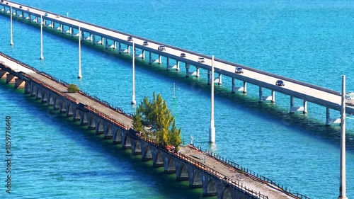 Aerial video Fred The Tree on the old Seven Mile Bridge heritage trail