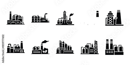 biofuel energy plant icon set vector silhouette on transparent background. Ecology energy silhouette icons.