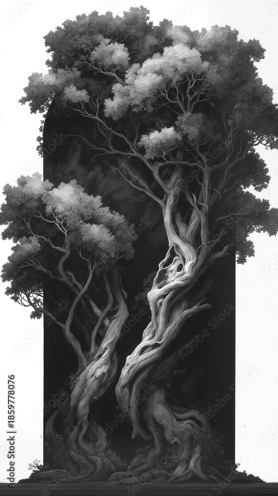 Fototapeta premium Two Trees Communicating in a Secret Language?. Generative AI 