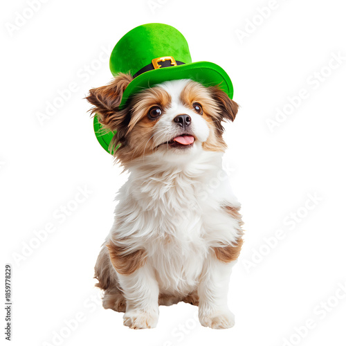 Dog Wearing Green Hat for Festive Occasion