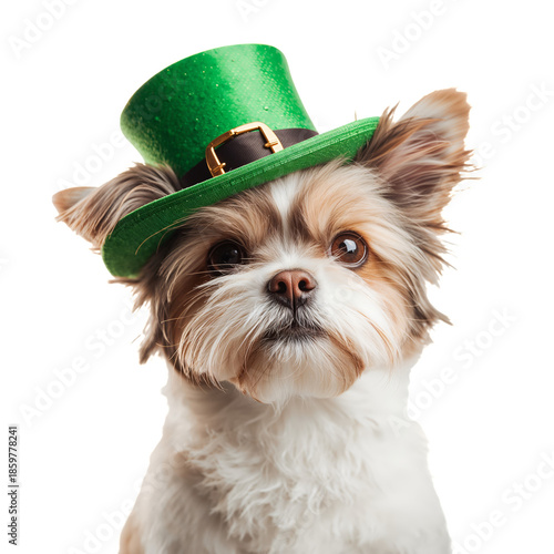 Dog Wearing Green Hat for Festive Occasion
