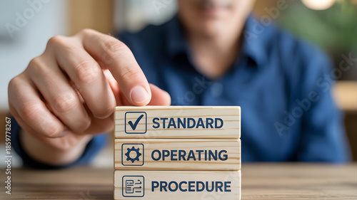 Implementing Standard Operating Procedure SOP with Wooden Blocks for Efficient Business Management Workflow