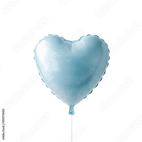 Bright Blue Heart Shaped Balloon Floating in Air for Celebration or Event Dec...
