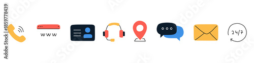 Collection of contact and communication icons on a white background