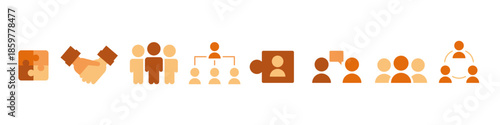 Business icons representing teamwork, collaboration, and organizational structure