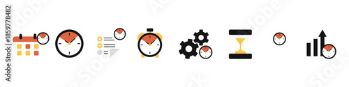 Time management icons representing deadlines, tasks, efficiency, and growth