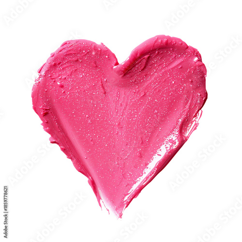 Bright Pink Heart Shape Made With Paint on a White Background at an Art Studio