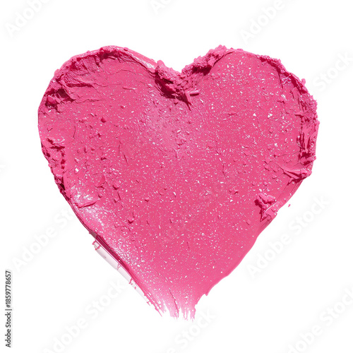 Bright Pink Heart Shape Made With Paint on a White Background at an Art Studio