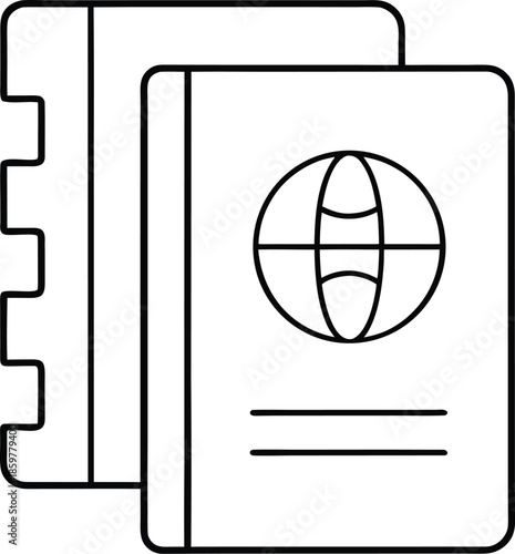 climate refugee mobility passport line art vector illustration on transparent background