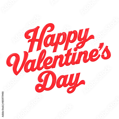 Happy Valentine Day Sign Made With Bold Red Letters on a White Background