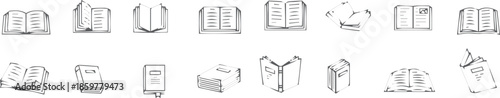 Set line icons book, logo isolated on white background, vector illustration