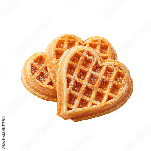 Heart Shaped Waffles Stacked on a Plate Ready to Be Served for Breakfast or D...