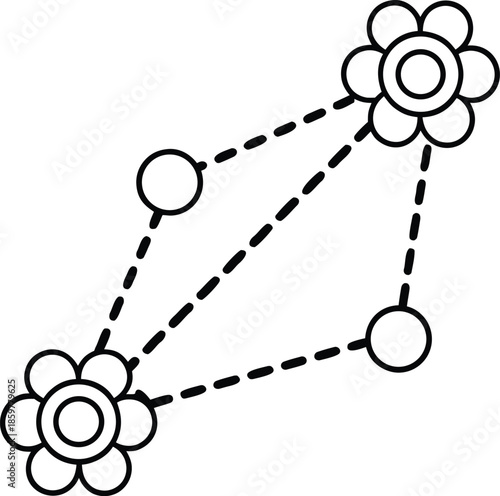 pollinator transit route line art vector illustration on transparent background