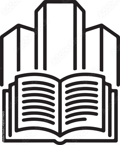 black book and buildings outline clip art preview