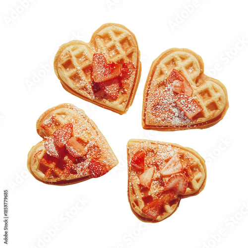 Heart Shaped Waffles Stacked on a Plate Ready to Be Served for Breakfast or D...