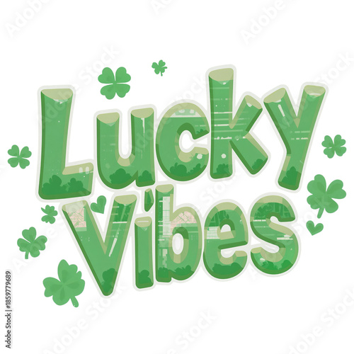 Lucky Vibes Design Featuring Green Colors and Shamrocks for St. Patricks Day ...