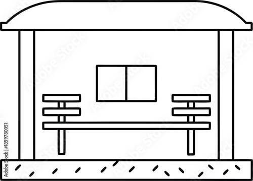 universal design bus stop line art vector illustration on transparent background