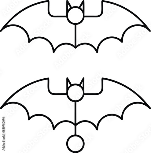urban bat roost network line art vector illustration on transparent background