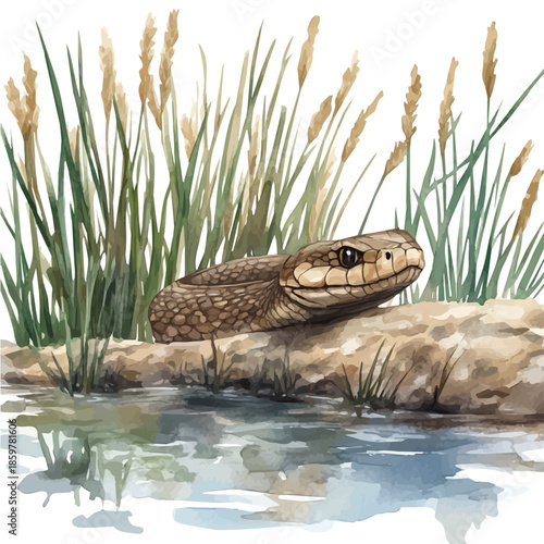 watercolor of Snake Gliding, vector clipart, isolated on a white background.