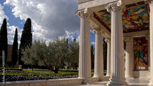 Wallpaper Mural A large building with columns and a large tree in front of it Torontodigital.ca